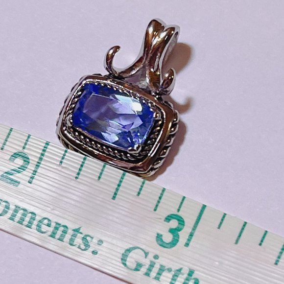 NEW Blue Cushion Cut GEMSTONE Silver Pendant - 925 SILVER - Picture 3 of 8